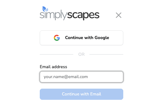 Sign-in screen showing the Continue with Google button and the email address field