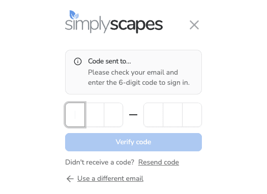 Verification code screen with six code boxes and the Verify code button
